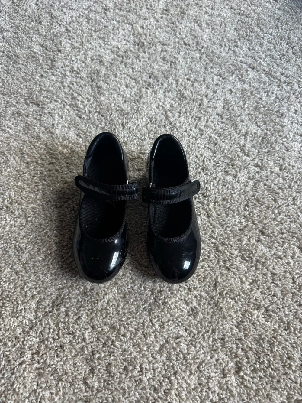 Girls Black Patent Tap Dance Shoes Mary Jane Strap Dancewear Size 10.5